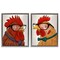 Stupell Industries Quirky Hipster Roosters 2pc Floating Frame Set Design by Marcus Prime